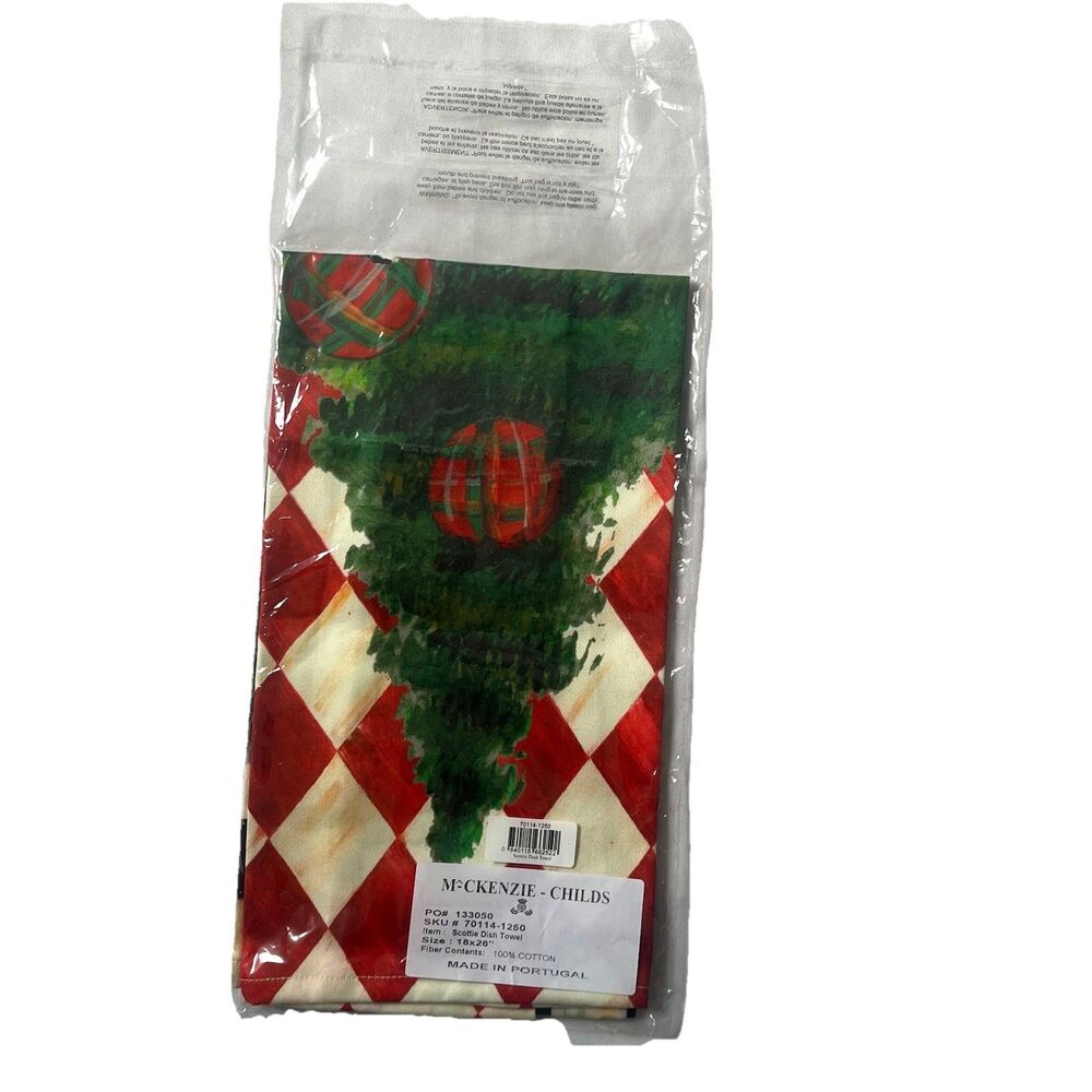 NEW Mackenzie-Childs Scottie Dish Towel Dog New in Package NIP